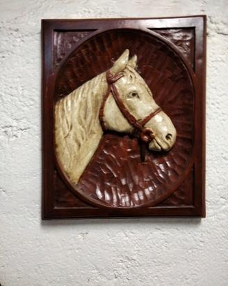 Quadro cornice legno, ritratto scultura pietra