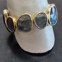 Anelllo a Fascia con Topazi London Blue