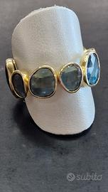 Anelllo a Fascia con Topazi London Blue
