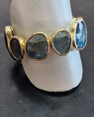 Anelllo a Fascia con Topazi London Blue