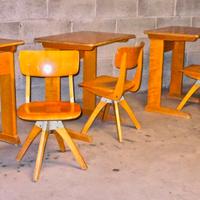 Sedie girevoli tavoli anni50 scuola legno faggio