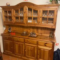 CREDENZA RUSTICA LEGNO MASSELLO CON VETRINA