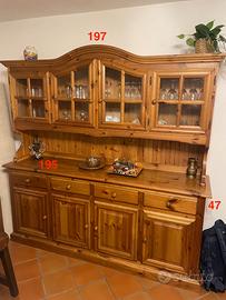 CREDENZA RUSTICA LEGNO MASSELLO CON VETRINA