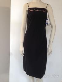 abito nero con ricami da sera/cerimonia taglia 42