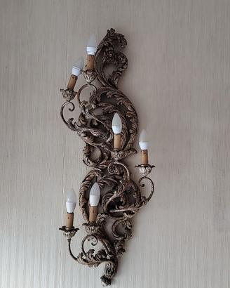 Applique con 6 punti luce disegno  tralci intrecc.