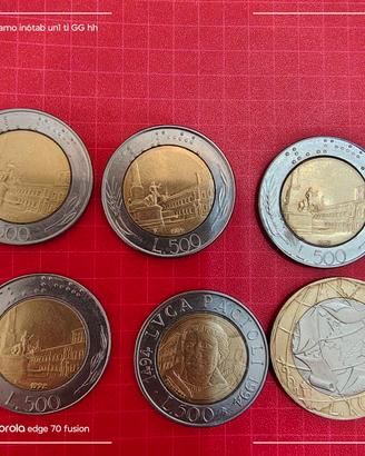 6 monete da 500 e 1000 lire