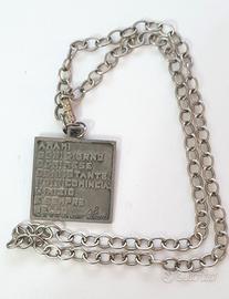 Collana vintage in acciaio con ciondolo Amami