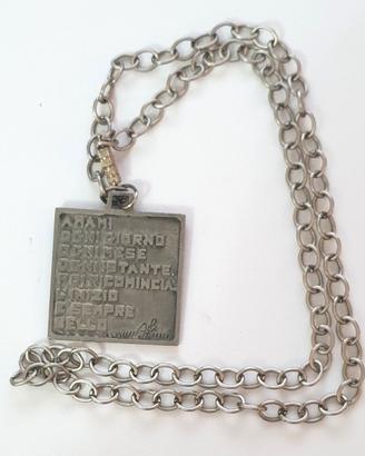 Collana vintage in acciaio con ciondolo Amami