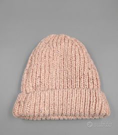 Cuffia Berretto Maglia Rosa Faera con Paillettes