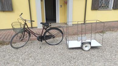 Bici con carrello in inox mare pesca