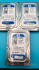Lotto 3 HDD WD Blue 3.5” SATA – 500GB ciascuno