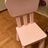 Scrivania rosa e sedia bambini