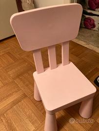 Scrivania rosa e sedia bambini
