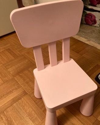 Scrivania rosa e sedia bambini