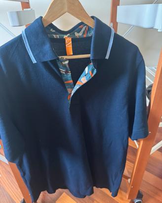 Polo Borsalino color blu maniche corte