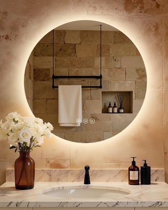 Specchio bagno rotondo 70cm con luce LED
