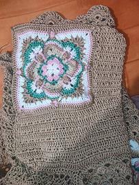 Giacca cotone doppio fatta a mano all'uncinetto 