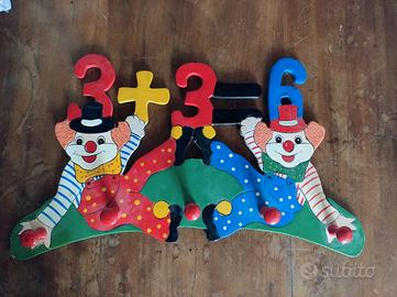 Appendiabiti Da Parete Vintage Bambini Legno Cm 42