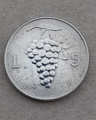 moneta 5 lire 1950