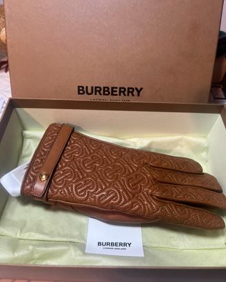 Burbery guanti in pelle e cashmere taglia 7 nuovi