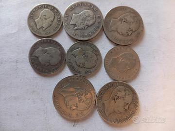 8 MONETE ARGENTO VITTORIO ,UMBERTO