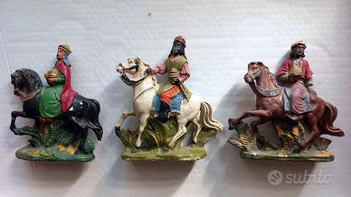 Statuine presepe Re Magi a Cavallo anno 1920