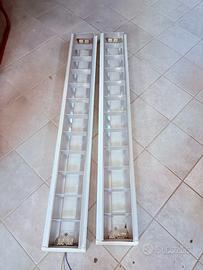 2 plafoniere a griglia per tubi neon 156x24 cm