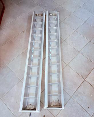 2 plafoniere a griglia per tubi neon 156x24 cm