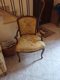 Coppia poltroncine artigianali legno e tessuto