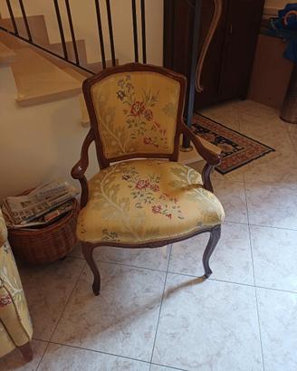 Coppia poltroncine artigianali legno e tessuto
