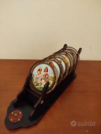 Raro Set Sottobicchieri Vintage SPERLARI in Legno 