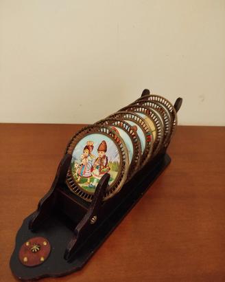 Raro Set Sottobicchieri Vintage SPERLARI in Legno 