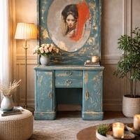 Mobile vintage con specchiera e decoupage