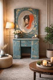 Mobile vintage con specchiera e decoupage