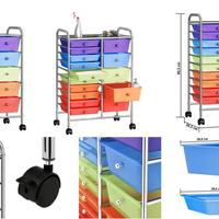 Carrello Portaoggetti 15 Cassetti Multicolor nuovo