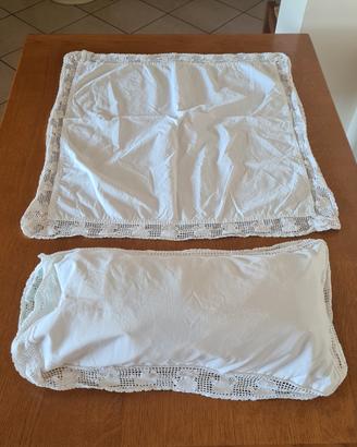 set tovaglietta+ federa vintage con bordo in pizzo