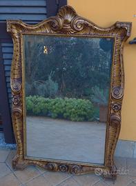 Specchio Specchiera Vintage Cornice Legno Antico