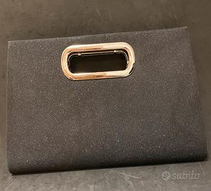 Pochette nera glitter catena argento idearegalo