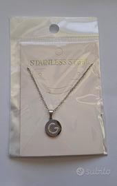 Collana acciaio inox lettera G 