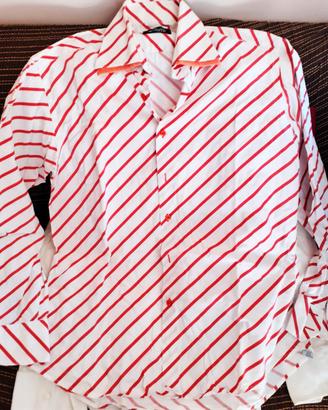 Camicia Burton Moda bianca righe rosse L Usata