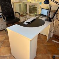 BLOCCO 2 SCRIVANIE LACCATE BIANCHE UFFICIO LEGNO