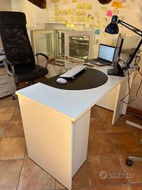 BLOCCO 2 SCRIVANIE LACCATE BIANCHE UFFICIO LEGNO