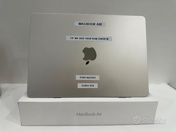 MacBook Air 13 M4 2025 16/256GB pari nuovo promo