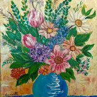 quadro su tela "fiori"25x30 dipinto a mano con acr