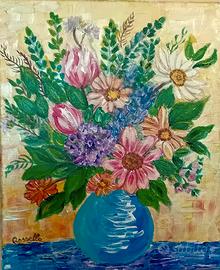 quadro su tela "fiori"25x30 dipinto a mano con acr