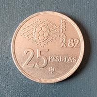 moneta 25 pesetas mondiali 1982