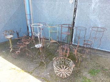 Lotto portavasi / portacatini vintage da giardino