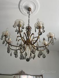 Lampadario vintage con pendenti fumé