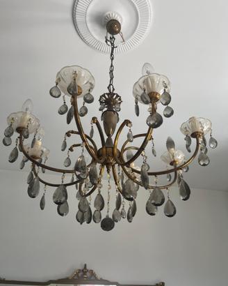 Lampadario vintage con pendenti fumé