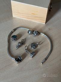 PANDORA BRACCIALE + CHARM ARGENTO STERLING